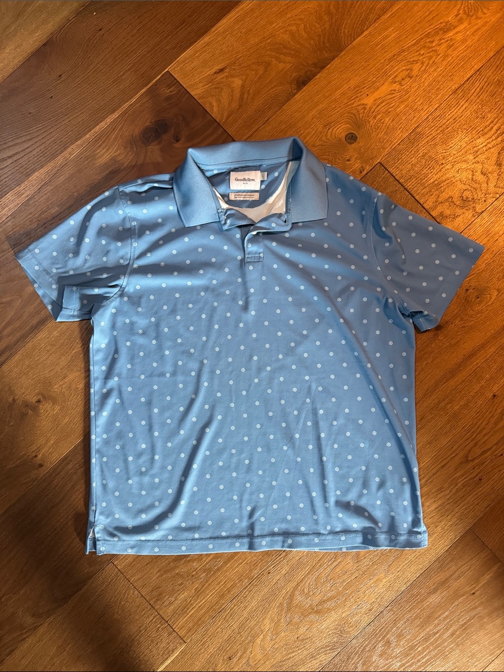 Goodfellow & Co Light Blue Polo with White Design